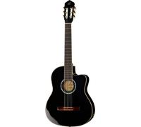 Ortega Guitars Classical Guitar Electro-Acoustic - 4/4 - Family Series Pro - Including Gig Bag - Solid Engelmann Spruce, Mahogany, Black (RCE141BK)
