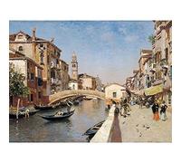 Ortega San Lorenzo River Campanile San Giorgio Venice Painting Extra Large Art Print Wall Mural Poster Premium XL