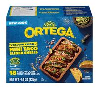 Ortega Taco Shells, Yellow Corn Mini Slider Shells, Gluten Free, Zero Trans Fat, Zero Sugar Crunchy Taco Shell, Pack of 6 x 126g