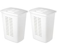 Orthex Laundry basket 60 L | White | Home, bathroom, laundry, toys, magazines, sports gear | Ergonomic Handles | L49 x W38 x H60 cm (Pack of 2)
