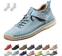 Ortho Comfy Shoes, Women's Handmade Leather Orthopedic Comfy Shoes, Anti-Impact Non-Slip for Hiking Camping Driving (Lake Blue, Adult, Women, 8, Numeric, UK Footwear Size System, Medium)