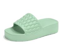 ORTHO JOY EVA Sliders for Women Waterproof Everyday Flip Flops for Women Slippers with Padded Footbed Non-Slip Sole Sweat Free Super Flexible, light green, 7 UK