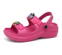 ORTHO JOY Women’s Double Strap Clogs - Comfortable Cushioned Footbed, Waterproof & Lightweight Slip-On Sandals - Non-Slip Sole with Stylish Fun Charms - Perfect for Casual Wear, Travel, Garden, Pink