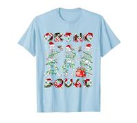 Ortho Squad Xmas Nurse Three Santa Skeletons Funny Dancing T-Shirt, Men, Baby Blue, Small
