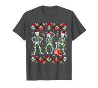 Ortho Squad Xmas Nurse Three Santa Skeletons Funny Dancing T-Shirt, Men, Dark Heather Grey, 6X-Large