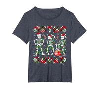 Ortho Squad Xmas Nurse Three Santa Skeletons Funny Dancing T-Shirt, Women's Plus, Heather Blue, 2X