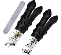 Orthoclip Nail Clippers,Wide Jaw Opening Long Handled for Seniors,Stainless Steel with Safety Lock Splash-Proof Large Opening for Thick Hard Nails ObliqueMouthed Toenail Cutter for Elderly Seniors (C)