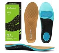 OrthoComfoot Plantar Fasciitis Arch Support Insoles with Massaging Gel for Comfy, Orthotics Inserts Relieve Flat Feet, Cushion, High Arch, Foot Pain, Running Athletic, W1-Brown,41 Size