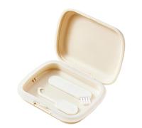 Orthodontic Aligner Case, Odorless Slim Retainer Cases with Lid Hinge - Portable Dentures Case Retainer Box with Suspenders Removal Tool Mouthguard Case for Dentures Clear Braces, milky white, Refer