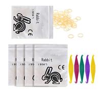 Orthodontic Elastic Rubber Bands and Placers, 500 Pcs Dental Rubber Traction Bands, 5 Pcs Elastic Placer for Braces (3/16",Rabbit)