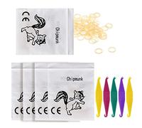 Orthodontic Elastic Rubber Bands and Placers, 500 Pcs Dental Rubber Traction Bands, 5 Pcs Elastic Placer for Braces (1/8",Chipmunk)
