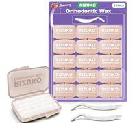 Orthodontic Wax for Braces 15-Pack, 750 Pre-Cut Wax Dots with Individual Wraps, Dental Wax for Braces Pain Relief, Includes 2 Scraper Tools, Strawberry Flavour