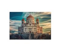 Orthodox Cathedral Wall Art European Architecture Canvas Print Poster Historic Religious Landmark Decor for Living Room Or Office Gift 16x24inch(40x60cm) Unframed