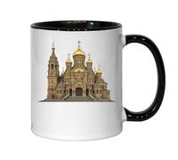 Orthodox Church with Golden Domes Ceramic Tea Coffee Mug Black
