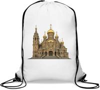Orthodox Church with Golden Domes Gym Sack Casual Drawstring Bag White