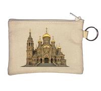 Orthodox Church with Golden Domes Key Chain Coin Purse Beige