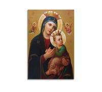 Orthodox Coronation of The Virgin Mary Holding The Infant Jesus Religious Poster Painting On Canvas Wall Art Scroll Picture Print Living Room Walls Decor Homes 08x12inch(20x30cm)