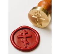 Orthodox Cross Wax Seal Stamp 25mm with Wooden Handle 8.9cm, Religious Brass Seal for Orthodox Christian Letters, Church Documents, Wedding Invitations, Holy Gifts, Prayer Journals, Collectibles