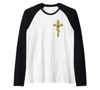 Orthodox Cross with Lebanon Coat of Arms Raglan Baseball Tee