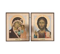 Orthodox Icon Diptych - Theotokos and Christ Pantocrator - Byzantine Christian Icons for Home, Prayer Corner, or Travel - Religious Gift - 5.3 Inch (Theotokos of Kazan and Christ Pantocrator)