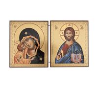Orthodox Icon Diptych - Theotokos and Christ Pantocrator - Byzantine Christian Icons for Home, Prayer Corner, or Travel - Religious Gift - 5.3 Inch (Our Lady of the Don and Christ Pantocrator)