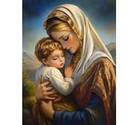 Orthodox Icon Mother and Son Stamped Cross Stitch Kits for Beginners Adults - Preprinted 11CT Easy Pattern Needlepoint Kits, Arts and Crafts for Home Decor (11.8x15.7inch) 751