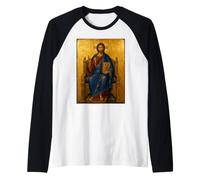 Orthodox Icon of Jesus Christ Enthroned Raglan Baseball Tee