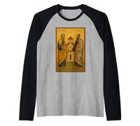 Orthodox Icon of Saints Peter and Paul with Church Raglan Baseball Tee