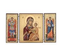 Orthodox Icon Triptych - Theotokos Hodegetria - Wooden Folding Byzantine Icon - Religious Gift - Christian Home Decor