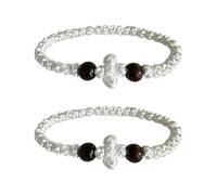Orthodox Prayer Rope Bracelet, 2-Pack Black Chotki Komboskini, Christian Prayer Beads with Cross, Standard, Rope Wood, no gemstone