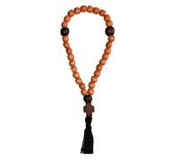 Orthodox Prayer Rope Chotki Christian Wooden Komboskoini 30 Knots Wood Cross Beige