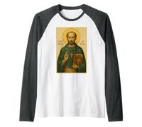 Orthodox Saint David of Wales Icon - Celtic Christian Raglan Baseball Tee