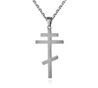 Orthodox Stainless Steel Cross Necklace For Men And Women, Simple Retro Silver Glossy Titanium Steel Cross Pendant