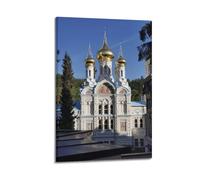 Orthodox White Golden Dome Church Mural Decor European Religious Building Decorative Painting Canvas Wall Posters And Modern Family Bedroom Decor 24x36inch(60x90cm)