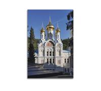 Orthodox White Golden Dome Church Mural Decor European Religious Building Decorative Painting Canvas Wall Posters And Modern Family Bedroom Decor 08x12inch(20x30cm)