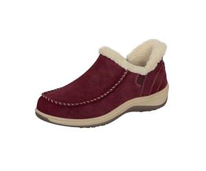 Orthofeet Women's Orthopedic Leather Lorin Hands-Free Slipper, Bordeaux, Size 7