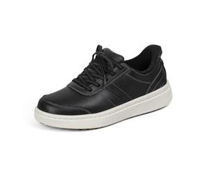 Orthofeet Women's Orthopedic Leather Wander Hands-Free Sneakers, Black, Size 8
