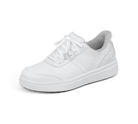 Orthofeet Women's Orthopedic Leather Wander Hands-Free Sneakers, White, Size 4