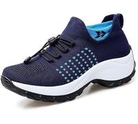 OrthoFit Comfort Shoes Womens Ortho Stretch Cushion Shoes (Blue,8)