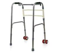 Orthologics™ Folding Lightweight Aluminium Walking Frame Walker Zimmer with Wheels - Adjustable Height and Foldable M4