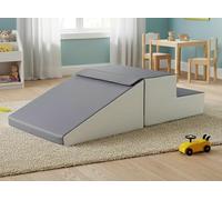 Orthologics® Indoor Soft Play Foam Slide and Steps Beginner Activity Equipment Children's Ramp Climbing, Stairs, Crawling, Climber, Sliding - 2 Piece Set Grey OL19