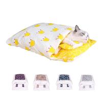 Orthopaedic Cat Sleeping Bag, The Soft and Warm Sleeping Bag for Cats, Cat Sleeping Bag, Removable and Washable Cat Cushion, Safety Feeling Pet Bed (Yellow, M (within 3-10 pounds))