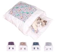 Orthopaedic Cat Sleeping Bag, The Soft and Warm Sleeping Bag for Cats, Cat Sleeping Bag, Removable and Washable Cat Cushion, Safety Feeling Pet Bed (Owl, M (within 3-10 pounds))