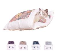 Orthopaedic Cat Sleeping Bag, The Soft and Warm Sleeping Bag for Cats, Cat Sleeping Bag, Removable and Washable Cat Cushion, Safety Feeling Pet Bed (Pink cat, M (within 3-10 pounds))