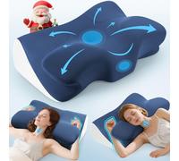 Orthopaedic Cervical Memory Foam Pillow for Neck & Shoulder Pain Relief, Contour Neck Support Pillow with Arm Rest Groove, Dual Height for Side, Back & Stomach Sleepers, Cooling Cover, 100-Night Trial