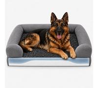 Orthopaedic Dog Bed, 120 × 80 × 18 cm, Dog Sofa for Large Dogs, Dog Basket with Memory Foam & Support Foam, Ergonomic Edge, Non-Slip Base, Waterproof, Cover Removable & Hand Washable