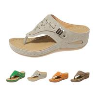 Orthopaedic Flip Flops Women's Leather Comfortable Toe Sandals Platform Sandals Wedge Heel Toe Separator with Foot Bed Slippers Summer Leisure Casual Beach Holiday Slippers, Z2 Hell Ashy, 8.5 UK