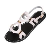 Orthopaedic Sandals for Women Soft Soled Wide Fit Belt Buckle Flat-Soled Hollow-Out Flat Sandals Beach Plus-Size Round Toe Open-Toe Non-Slip Shoes Summer Outdoor Indoor Walking Hiking Shoes 3.5-7.5