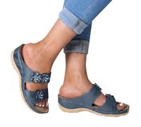 Orthopaedic Sandals for Women UK Sandal Open Toe Adjustable Double Buckle Strap Waterproof Wide Fit Trainers Arch Support Mules Slides Summer Blue