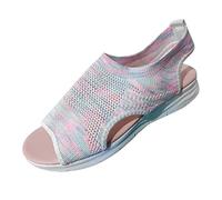 Orthopaedic Sandals for Women UK Sandals for Women Orthopedic Sandal with Arch Support Summer Low Wedge Slip On Memory Foam Lightweight Walking Summer Beach Washable Slingback Slippers (Pink2, 4.5)